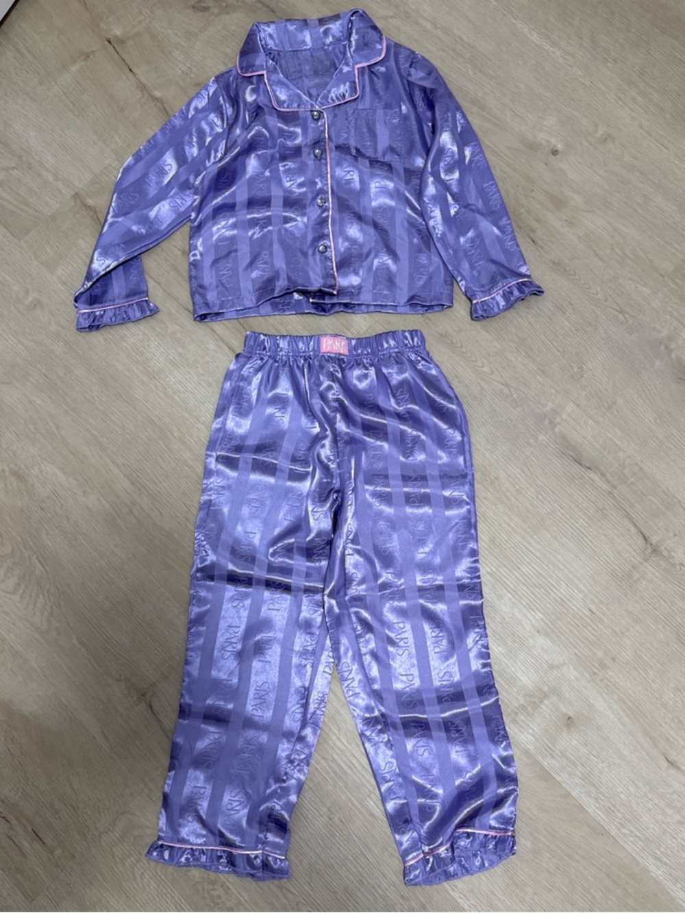 Paris Hilton Girls Purple Satin Pajama Set